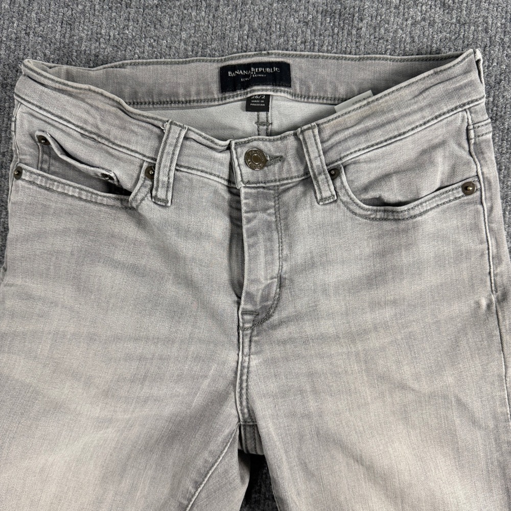 Banana Republic Sculpt Skinny Jeans Womens 26/2 LightGray Denim Pants Distressed - Picture 2 of 11